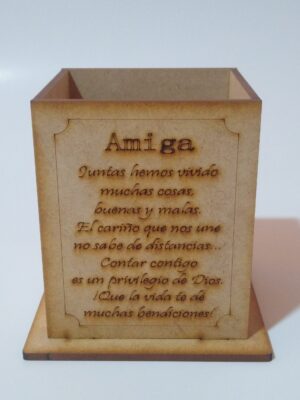 Portalápices rustico con Mensaje 7.5x7.5x9cm - Imagen 4