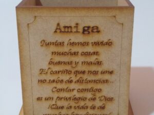 Portalápices rustico con Mensaje 7.5x7.5x9cm