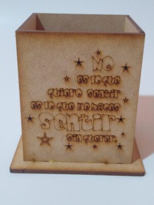 Portalápices rustico con Mensaje 7.5x7.5x9cm - Imagen 3