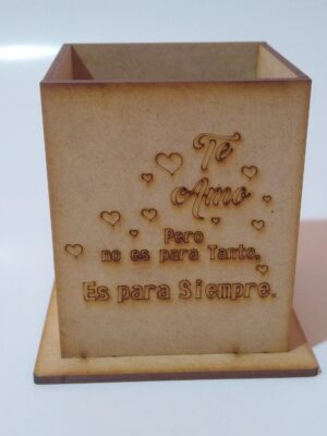 Portalápices rustico con Mensaje 7.5x7.5x9cm - Imagen 2