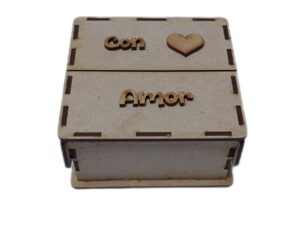 Caja MDF dos puertas 13x13x6.5cm